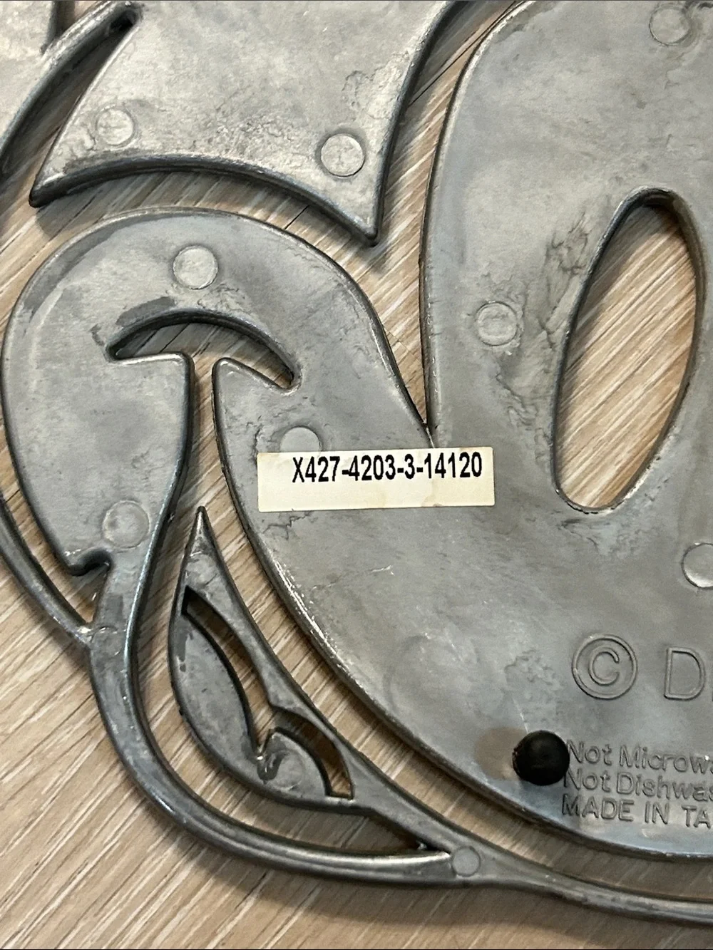 Disney Mickey Mouse Silver Toned Aluminum Discontinued Trivet